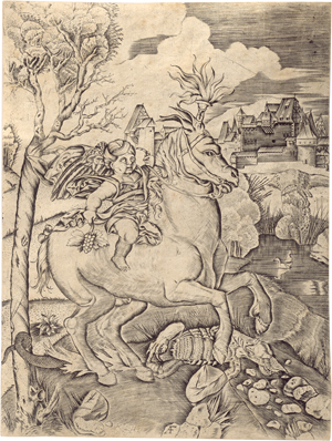 Lot 5562, Auction  128, Monogrammist AF, Ein geflügelter Genius auf einem Pferd reitend