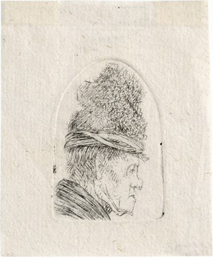Lot 5609, Auction  128, Rembrandt Harmensz. van Rijn, Grotesker Profilkopf: Mann mit einer hohen Mütze