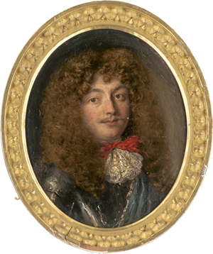 Lot 6008, Auction  128, Englisch oder Französisch, um 1670. Bildnis eines Herrn mit langem braunem Haar, in Harnisch mit roter Schleife und weißer Spitzenhalsbinde