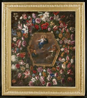 Los 6031 - Stanchi, Giovanni - Blumengirlande mit der Himmelfahrt Mariä in illusionistischem Rahmen - 1 - thumb