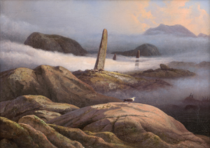 Lot 6087, Auction  128, Baade, Knud Andreassen, Norwegische Fjordlandschaft mit Bautasteinen