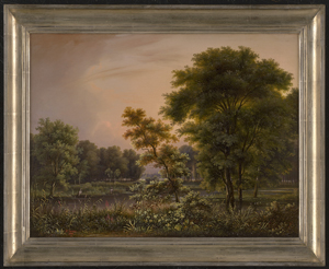Los 6097 - Becker, August - Waldlandschaft mit Reiher an einem Teich bei dem Wallwitzberg bei Dessau - 1 - thumb