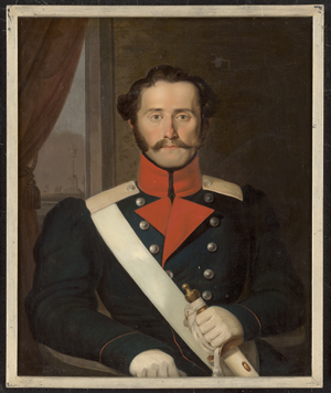 Los 6098 - Deutsch - um 1835. Bildnispaar eines preussischen Offiziers in Ausgehuniform und seiner Gemahlin im grünen Kleid - 4 - thumb