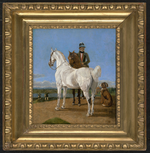 Los 6104 - Kobell, Wilhelm von - Reiter, Schimmel und Hund vor dem Weiherhaus bei Emming - 1 - thumb