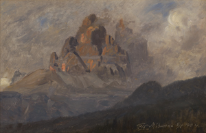 Lot 6109, Auction  128, Koerner, Ernst Carl Eugen, Abendglühen über den Drei Zinnen bei Misurina