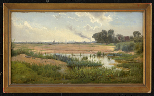 Los 6129 - Duntze, Johannes Bartholomäus - Blick über die Weserauen auf Bremen, rechts das Pfarrhaus von Rablingshausen - 1 - thumb