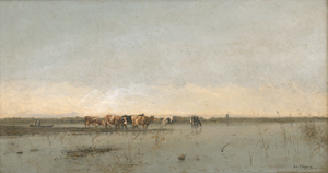 Lot 6140, Auction  128, Spányi, Béla von, Puszta Landschaft mit Kuhherde am Wasser