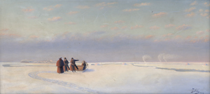 Lot 6145, Auction  128, Falat, Julian, Winterlandschaft mit Pferdeschlitten