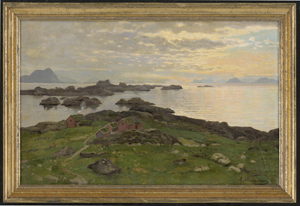 Los 6155 - Normann, Adelsteen - Felsige Küstenlandschaft mit roten Fischerhütten auf den Lofoten - 1 - thumb