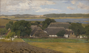 Lot 6159, Auction  128, Dücker, Eugène Gustav, Boddenlandschaft mit Fischerkaten