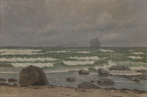 Lot 6160, Auction  128, Blache, Christian Vigilius, "Stranden ved Hirtshals": Wolkenverhangener Himmel vor der Küste Jütlands