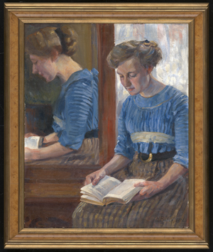 Los 6163 - Büchsel, Elisabeth - Selbstbildnis der Künstlerin, Gerhart Hauptmann lesend - 1 - thumb