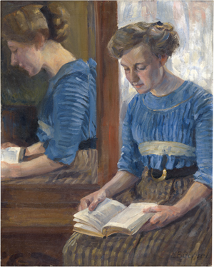 Lot 6163, Auction  128, Büchsel, Elisabeth, Selbstbildnis der Künstlerin, Gerhart Hauptmann lesend