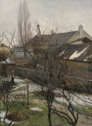 Lot 6165, Auction  128, Harlfinger, Richard - zugeschrieben, Vorfrühling: Blick in einen Hof