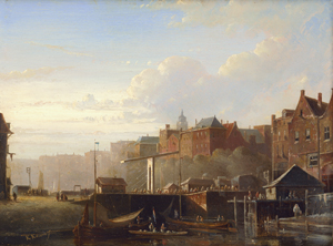 Lot 6172, Auction  128, Karsen, Kasparus, Blick auf Bickerseiland in Amsterdam, im Vordergrund eine Zugbrücke