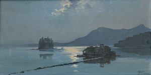 Lot 6195, Auction  128, Pierris, Markos, Das Kloster Vlacherna auf der Insel Pontikonisi bei Korfu im Mondlicht