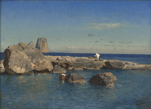 Lot 6197, Auction  128, Schuster, Rudolf Heinrich, Felsenküste auf Capri mit Blick auf die Faraglioni