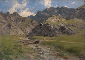 Lot 6199, Auction  128, Bertin, Alexandre Charles, "Une source dan les Alpes": Quelle in den Alpen