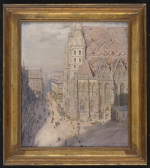 Los 6217 - Reich, Josef - Blick auf den Stephansdom von Westen gesehen, mit belebter Straßenszene - 1 - thumb