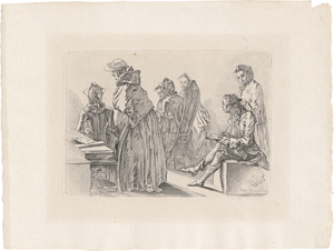 Lot 6502, Auction  128, Chodowiecki, Daniel Nikolaus, Eine Gesellschaft von sechs Damen mit dem Künstler in einem Zimmer