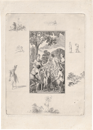 Lot 6516, Auction  128, Chodowiecki, Daniel Nikolaus, Titel-Kupfer zu den Herbies moreaux par Mad. de Genlis (Apollo in Phrygien)