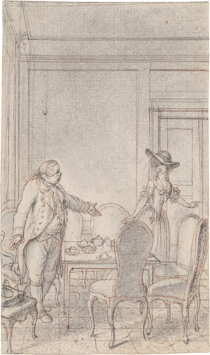 Lot 6519, Auction  128, Chodowiecki, Daniel Nikolaus, Clarisse wendet sich von dem ihr widerlichen Verehrer Solmes ab31