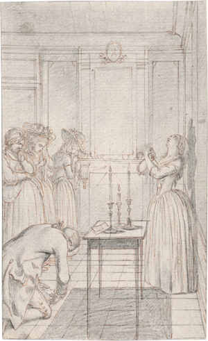Lot 6520, Auction  128, Chodowiecki, Daniel Nikolaus, Clarisse droht, sich zu erstechen