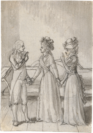Los 6522 - Chodowiecki, Daniel Nikolaus - Drei Almanach-Illustrationen mit Damen und Kavalieren in Interieurs - 1 - thumb