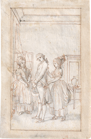 Lot 6525, Auction  128, Chodowiecki, Daniel Nikolaus, Die Quelle der Bekanntschaft: Klärchen und Karl in der Stube