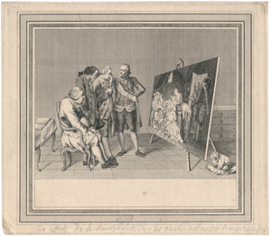 Lot 6527, Auction  128, Chodowiecki, Daniel Nikolaus - nach, Die vier Temperamente vor dem Gemälde "Der Abschied des Jean Calas"