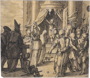 Lot 6561, Auction  128, Weyer, Hermann, Alttestamentarische Szene (Esther und die Gefangenen Bigthan und Teresh?)