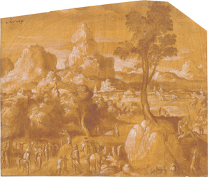 Lot 6562, Auction  128, Niederländisch, um 1600. Landschaft mit der Predigt Johannes d. Täufers