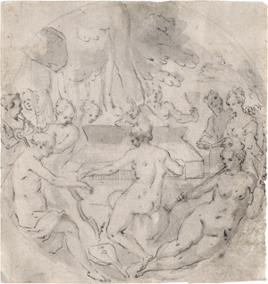 Lot 6566, Auction  128, Rottenhammer, Johann - Umkreis, Die neun Musen auf dem Parnass, musizierend