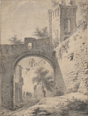 Lot 6574, Auction  128, Niederländisch, 17. Jh. Römisches Stadttor, wohl an der Aurelianischen Mauer