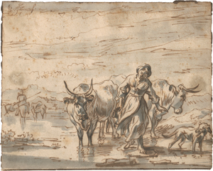 Lot 6576, Auction  128, Berchem, Nicolaes Pietersz., Hirtin mit ihrem Vieh an einem Fluss