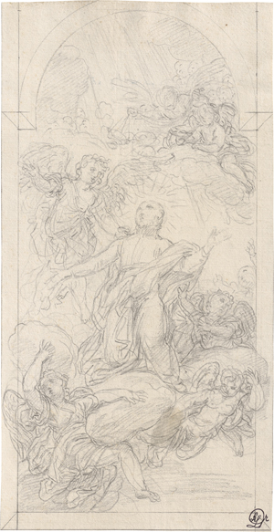 Lot 6603, Auction  128, Italienisch, 18. Jh. Apotheose eines Heiligen in den Wolken
