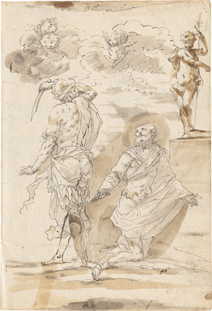 Los 6609 - Caliari, Paolino - Kompositionsstudien zu biblischen Szenen: Christus am Kreuz, Martyrien, Figurenstudien, Detailstudien zu Händen und Füßen - 1 - thumb