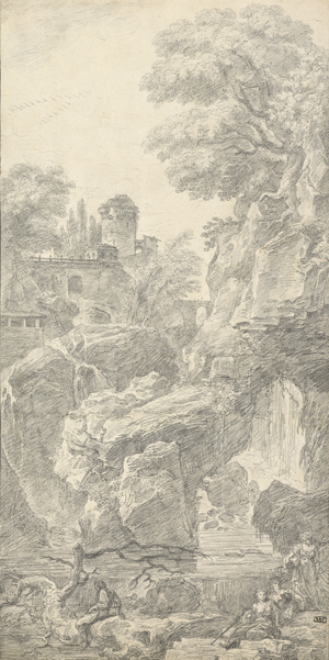 Lot 6624, Auction  128, Ango, Jean-Robert, Landschaftscapriccio mit einem Wasserfall