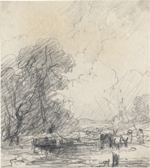 Lot 6636, Auction  128, Constable, John - zugeschrieben, Landschaftsstudie mit Vieh an einer Tränke