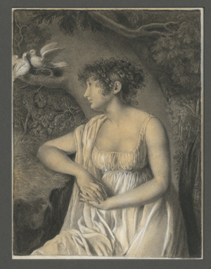 Lot 6648, Auction  128, Vallin, Jacques Antoine, Eine sinnende junge Frau, unter einem Baum mit zwei sich neckenden Tauben sitzend