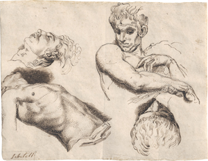 Lot 6657, Auction  128, Sabatelli, Luigi, Studienblatt mit männlichen Figuren zu "Die Pest in Florenz"