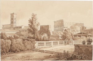 Los 6660 - Bourgeois du Castelet, Constant - Blick auf die Engelsburg; Blick vom Palatin auf den Campanile von Santa Francesca Romana und das Colosseum - 1 - thumb