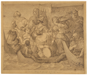 Lot 6670, Auction  128, Schnorr von Carolsfeld, Julius, Das Gefolge Kaiser Barbarossas auf Gondeln in Venedig