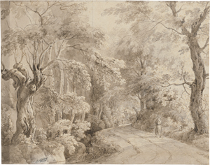 Lot 6685, Auction  128, Dillis, Johann Georg von, Waldpartie mit Wanderern auf einem Weg