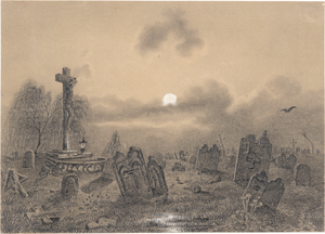 Lot 6689, Auction  128, Leypold, Carl Julius von, Alter Friedhof bei Vollmond