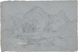 Lot 6690, Auction  128, Metz, Friedrich, Gebirgslandschaft mit Waldsaum und ruhendem Gewässer