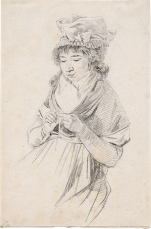Lot 6698, Auction  128, Schadow, Johann Gottfried - zugeschrieben, Strickende junge Frau mit Haube