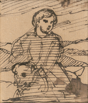 Los 6701 - Géricault, Théodore - Tableau mit 5 Zeichnungen: Selbstportrait während seiner letzten Krankheit; Junge mit Hut; Studie für das Bildnis von Louise Vernet als Kind; Studie einer Hand; Studie für das Bildnis von Olivier Bro de Comères als Kind mit Hund - 3 - thumb