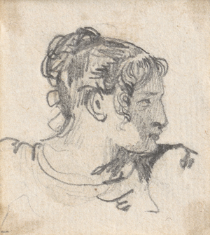 Los 6702 - Géricault, Théodore - Tableau mit 5 Zeichnungen: Stallszene mit drei Pferden; Stehende Kuh; Frauenkopf im Profil; Mann mit Pferd, verso: Stallszene mit einem Pferd; Stallszene mit zwei Pferden - 5 - thumb