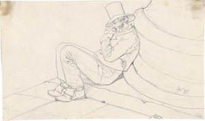 Lot 6710, Auction  128, Moosbrugger, Friedrich, Schlafender Cicerone am Fuße einer der Säulen des Pantheons in Rom